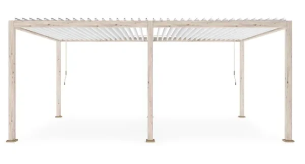 Gazebo pergolado bioclimático branco rústico OCEAN 3,6x6 com estrutura de alumínio, telhado lamelar regulável, para jardim e varanda