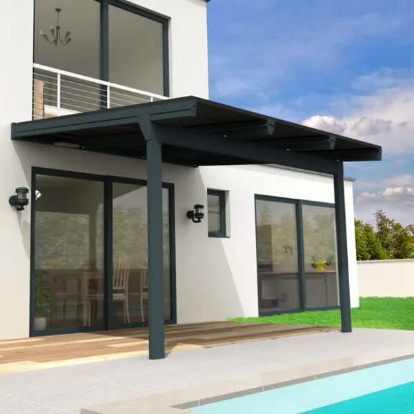 Pérgola solar fotovoltaica Cornaline 4,586x3,494 M - Cinza antracite 3200W Bandeja de cabos incluída