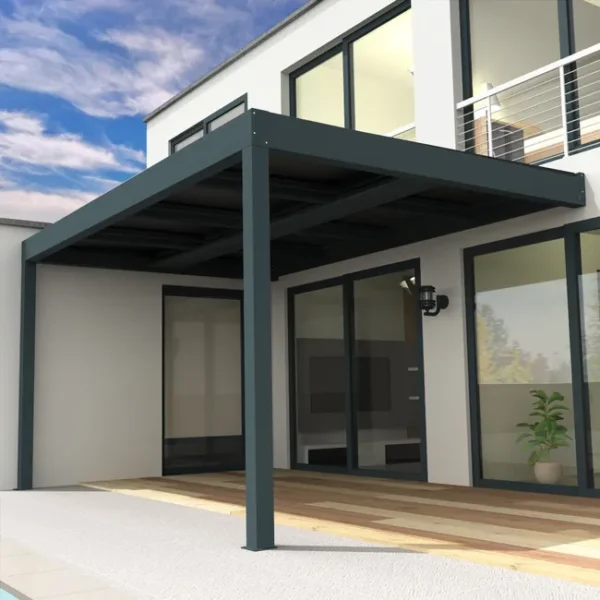 Pérgola solar fotovoltaica Heliolite 4,634x3,543 M - Cinza antracite 3200W Bandeja de cabos incluída