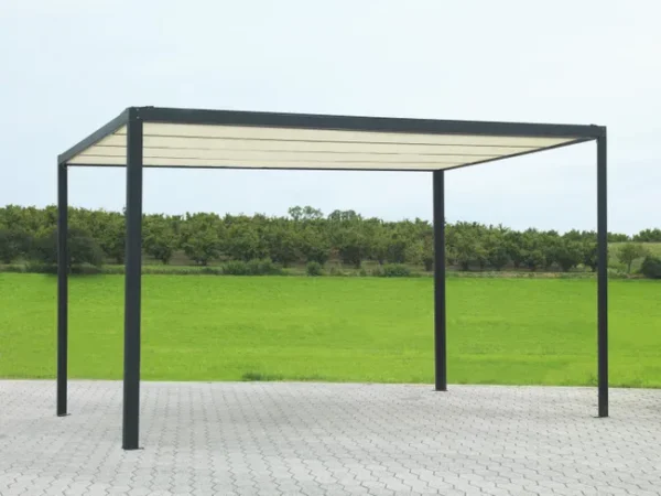 Pérgula de alumínio gazebo Milwaukee preto com tampa elétrica 3x3x2,5h m