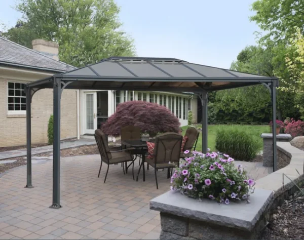 Canopia by Palram - Cenador Martinique 3600 Gazebo De Aluminio Gris Con Vidriado De Policarbonato Bronce