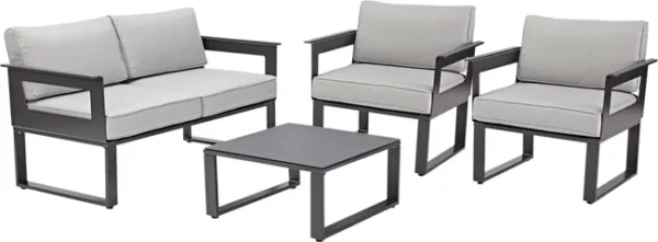 Conjunto jardim relax mesa e cadeira alumínio cinzento Odyssea Naterial