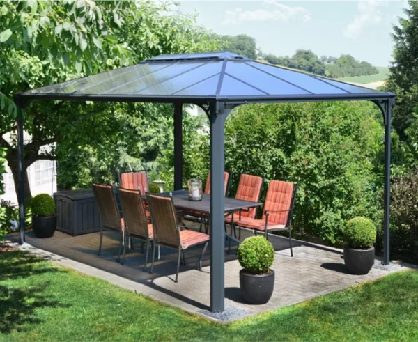 Cenador Martinique 4300 Gazebo De Aluminio Gris Con Vidriado De Policarbonato Bronce Canopia by Palram