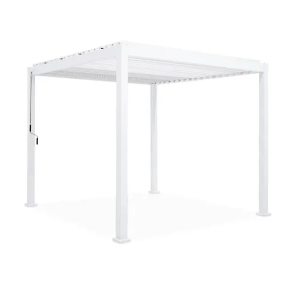 3x3m pérgola bioclimática de alumínio com lâminas ajustáveis, Triomphe V2, Branco, 301x301x250 cm