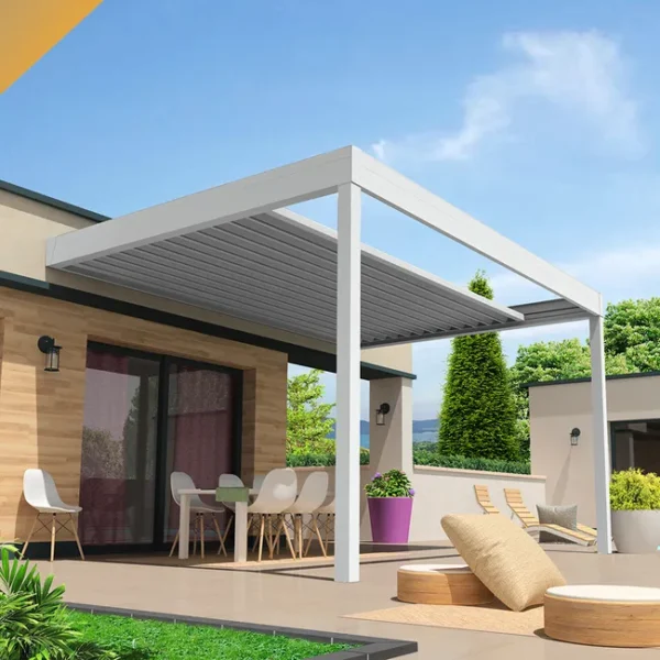 Pérgola retrátil HYLIA 4,50x4,109 M Motorizado com interruptor (Branco)