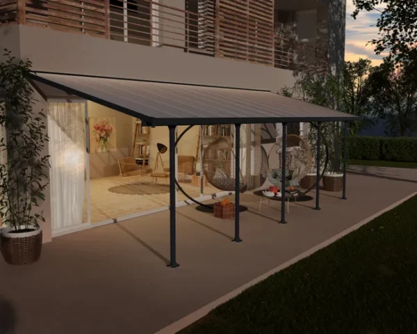 Pérgola adosada Feria 300x851 cm gris