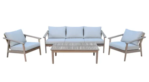 Conjunto jardim relax 3 sofás e mesa acácia premium Atlas Naterial