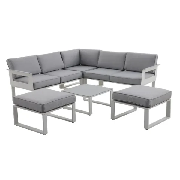 Conjunto jardim relax mesa e sofás alumínio branco Odyssea Naterial