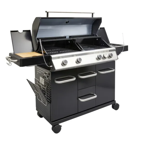 Barbecue a gás NATERIAL HUDSON XL PRETO 4B+1 COM ASSADOR