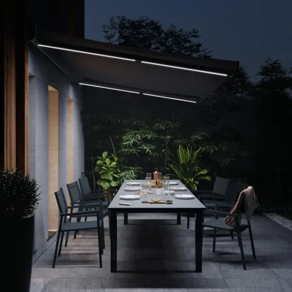 Toldo motorizado com cofre e iluminação LED Naterial Nori 4x3 m