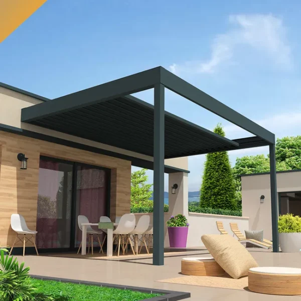 Pérgola retrátil HYLIA 5,00x5,213 M Motorizado com interruptor (Cinza antracite)