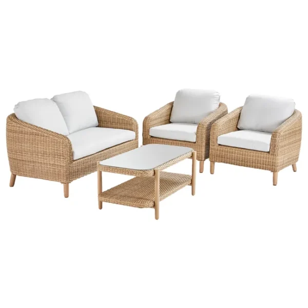 Conjunto jardim relax sofás e mesa alumínio imitação rattan Odeon Naterial