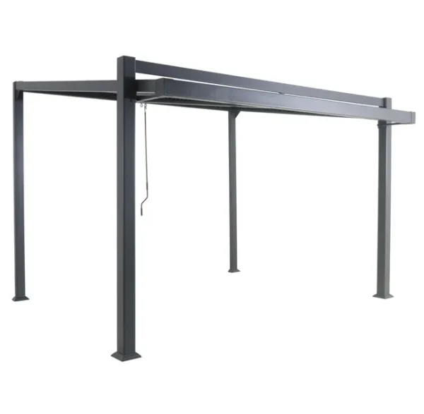 Pérgola bioclima com lâminas ajustáveis 319x380 cm cinza escuro Naterial Odyssea