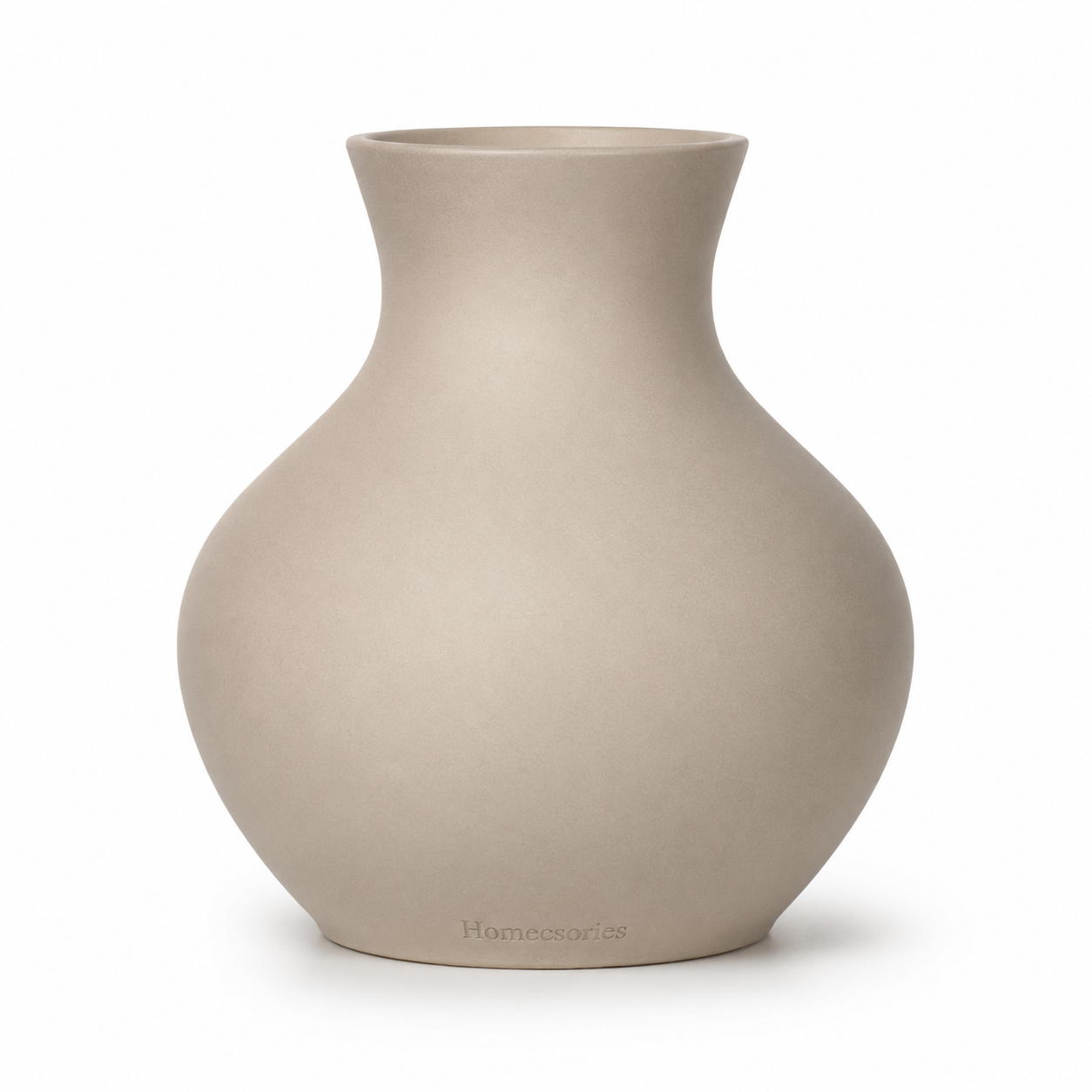 Homecsories Modern Ceramic Decorative Vase – Minimalist Matte Beige Flower Vase for Living Room, Bedroom & Table Décor