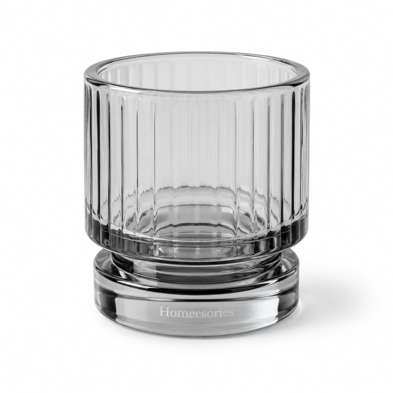 Homecsories Ribbed Glass Candle Holder – Modern Clear Crystal Tea Light & Votive Holder for Table, Shelf & Home Décor