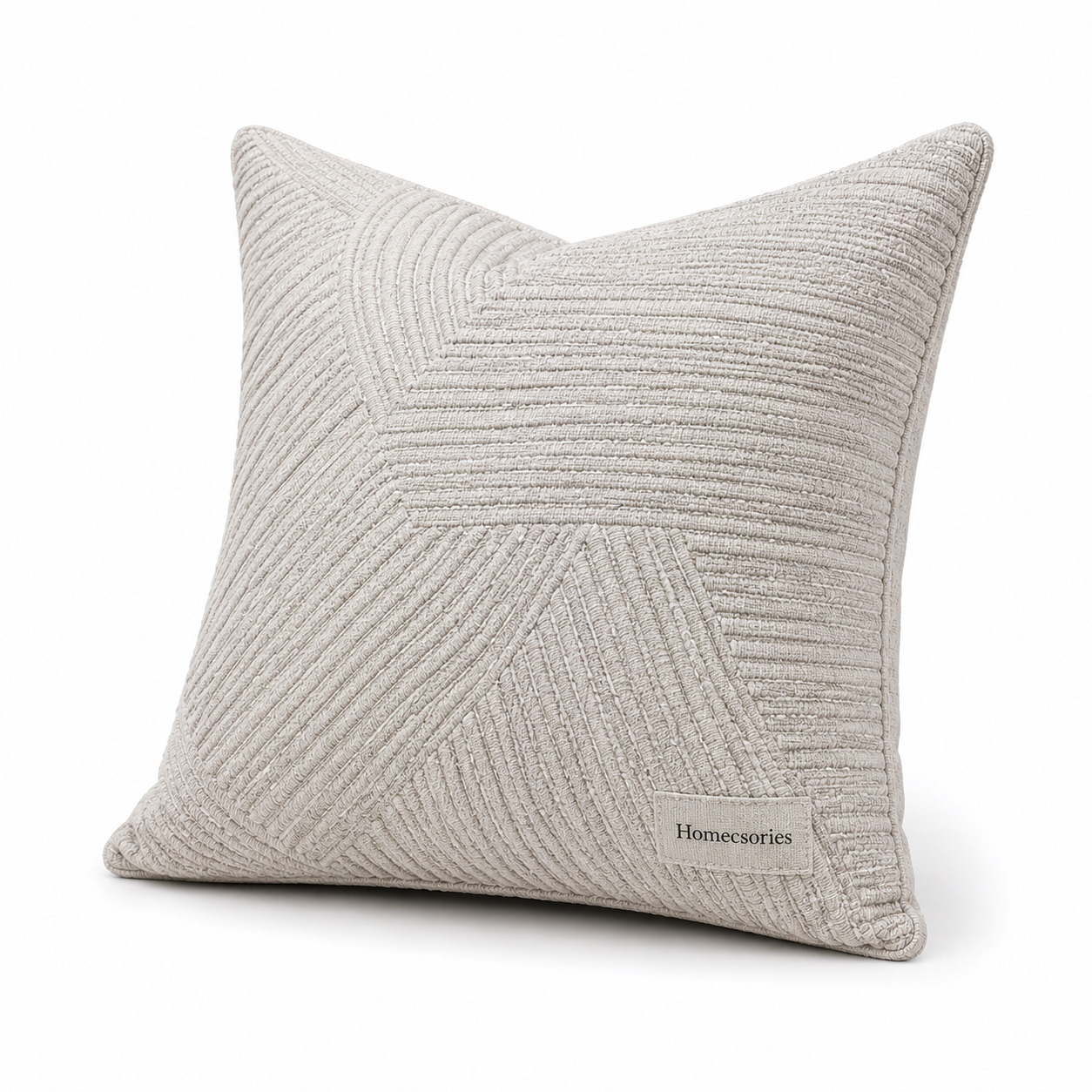 Homecsories Textured Throw Pillow Cover – Modern Geometric Decorative Cushion Cover for Sofa, Bed & Living Room, Cream Beige