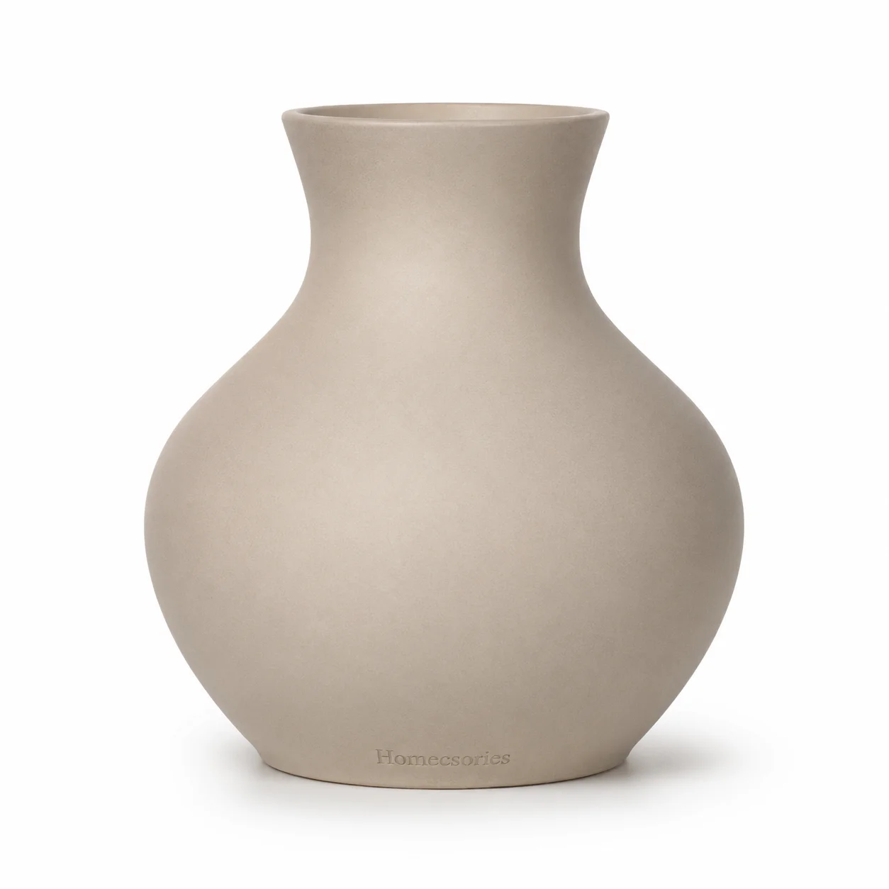 Homecsories Modern Ceramic Decorative Vase – Minimalist Matte Beige Flower Vase for Living Room, Bedroom & Table Décor