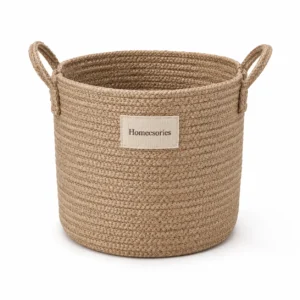 Homecsories Handwoven Rope Storage Basket – Large Decorative Cotton Organizer Bin with Handles for Blankets, Laundry & Toys