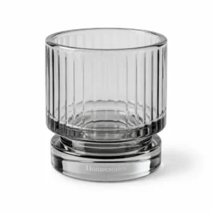 Homecsories Ribbed Glass Candle Holder – Modern Clear Crystal Tea Light & Votive Holder for Table, Shelf & Home Décor