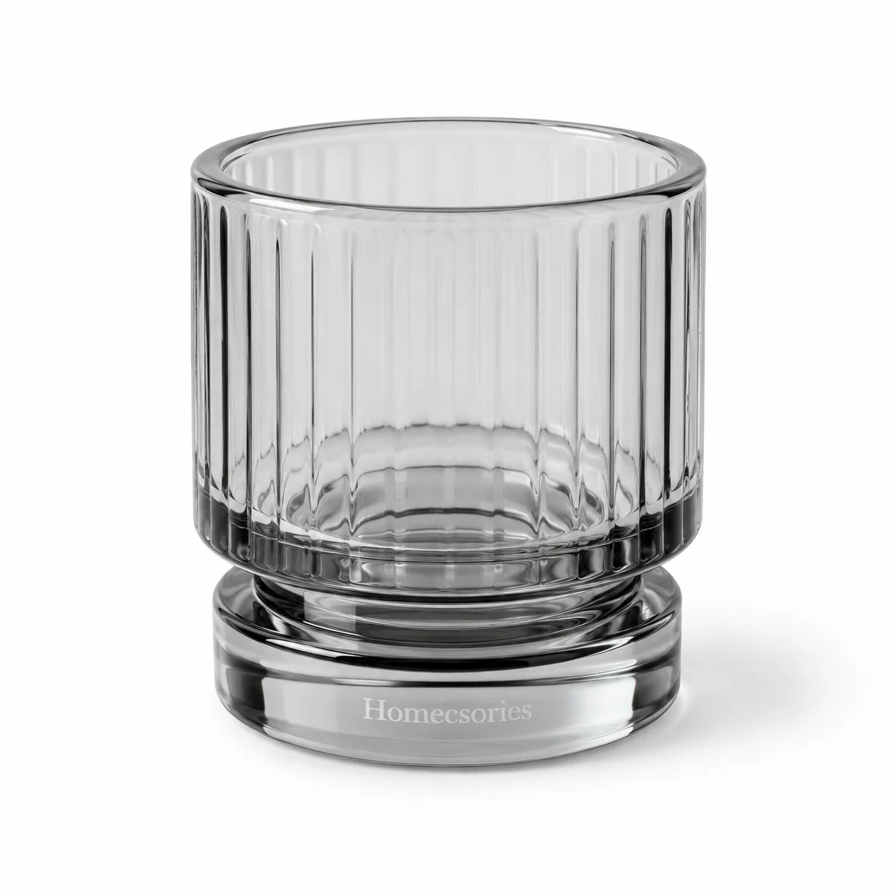 Homecsories Ribbed Glass Candle Holder – Modern Clear Crystal Tea Light & Votive Holder for Table, Shelf & Home Décor