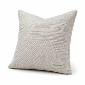 Homecsories Textured Throw Pillow Cover – Modern Geometric Decorative Cushion Cover for Sofa, Bed & Living Room, Cream Beige