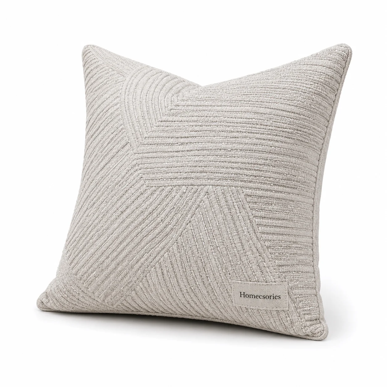 Homecsories Textured Throw Pillow Cover – Modern Geometric Decorative Cushion Cover for Sofa, Bed & Living Room, Cream Beige