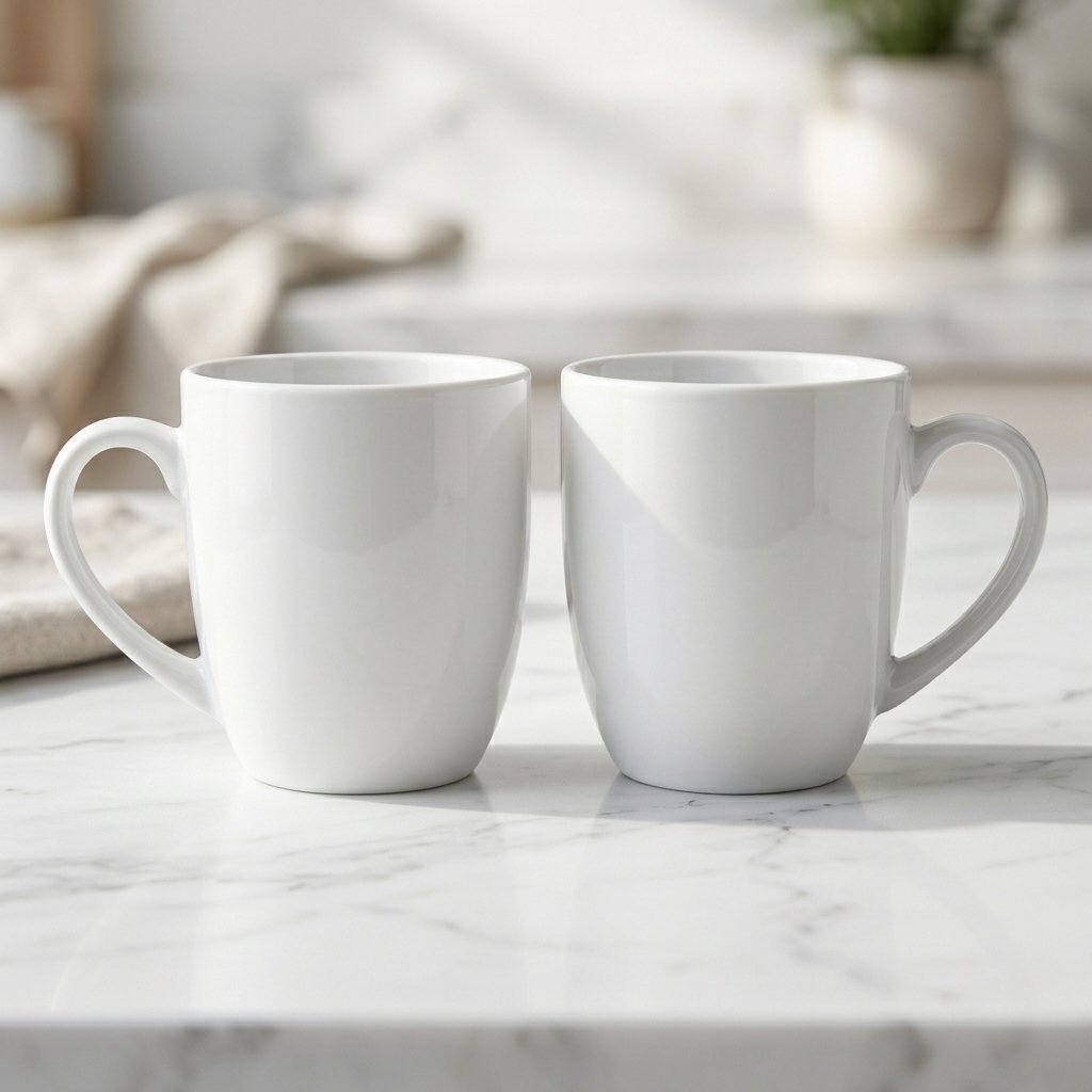 Ceramic Coffee Mug Set of 2 Elegant White Cups 300ml | Cerâmica Capuchos - Image 4