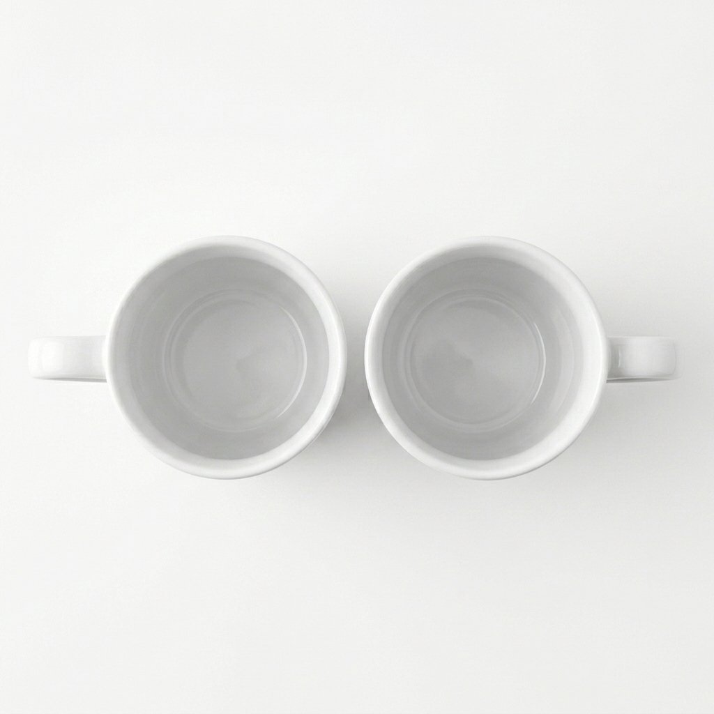 Ceramic Coffee Mug Set of 2 Elegant White Cups 300ml | Cerâmica Capuchos - Image 2