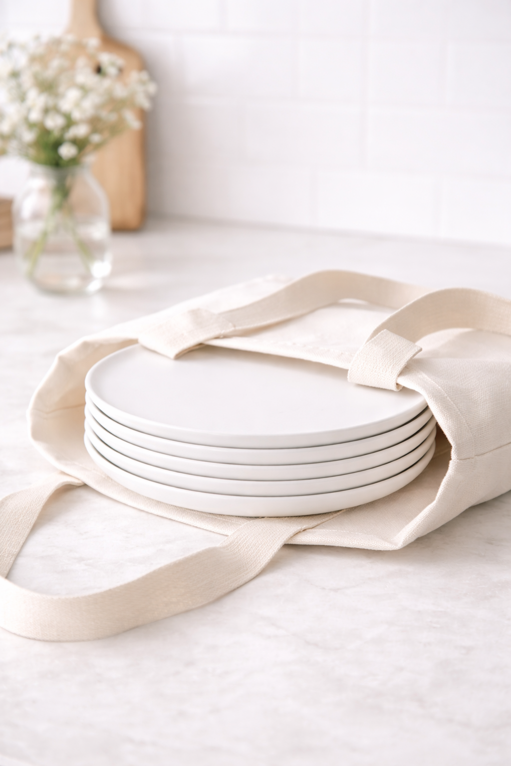 Ceramic Dinner Plate Set of 4 Modern White Dining Plates | Cerâmica Capuchos - Image 2